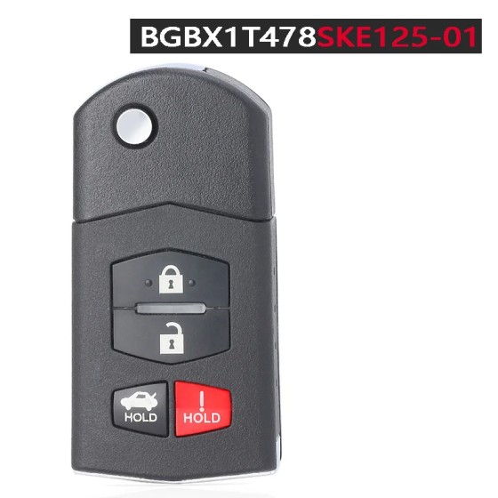 2006-2015 Mazda / 4-Button Flip Key / PN: BBM4-67-5RY / BGBX1T478SKE125-01 (AFTERMARKET)